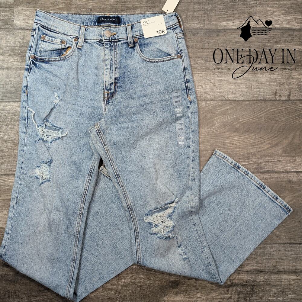 Aeropostale Aero High Rise Flare Distressed Jeans Size 10
